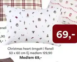 Hemtex Christmas heart örngott i flanell 50 x 60 cm, SEK 129.9, Medlemspris erbjuda