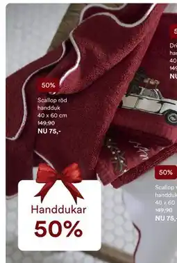 Hemtex Scallop röd handduk 40 x 60 cm, SEK 75 erbjuda