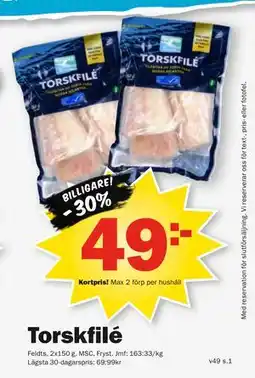 Pekås Torskfilé, Medlemspris erbjuda