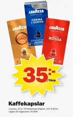 Pekås Kaffekapslar, SEK 35 erbjuda