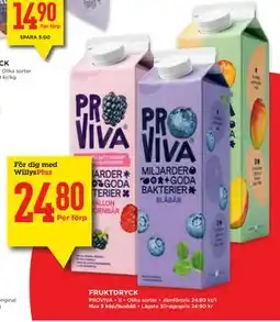 Willys FRUKTDRYCK, Medlemspris erbjuda