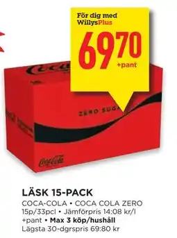 Willys LÄSK 15-PACK, Medlemspris erbjuda