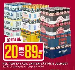 ÖoB HEL PLATTA LÄSK, VATTEN, LÄTTÖL & JULMUST, SEK 89 erbjuda