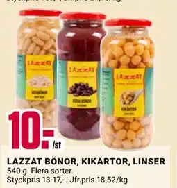 ÖoB LAZZAT BÖNOR, KIKÄRTOR, LINSER, SEK 10 erbjuda