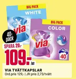 ÖoB VIA TVÄTTKAPSLAR, SEK 109 erbjuda