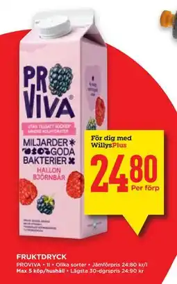 Willys Hemma FRUKTDRYCK, Medlemspris erbjuda