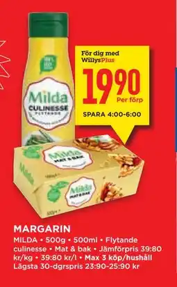 Willys Hemma MARGARIN, Medlemspris erbjuda