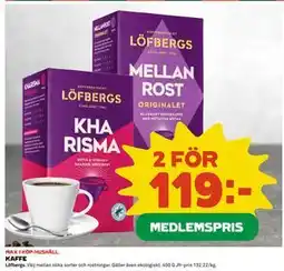 Coop Daglivs KAFFE, Medlemspris erbjuda