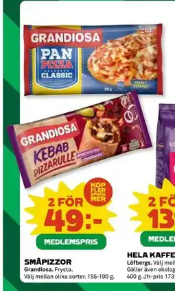 Coop Daglivs SMÅPIZZOR, Medlemspris erbjuda