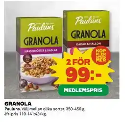 Coop Daglivs GRANOLA, Medlemspris erbjuda