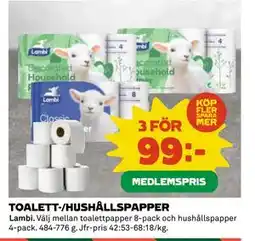 Coop Daglivs TOALETT-/HUSHÅLLSPAPPER, Medlemspris erbjuda