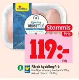 ICA Supermarket KRONFÅGEL Färsk kycklingfilé erbjuda