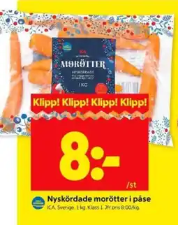 ICA Supermarket ICA Nyskördade morötter i påse erbjuda