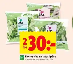 ICA Supermarket ICA Ekologiska sallater i påse erbjuda