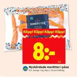 ICA Supermarket ICA Nyskördade morötter i påse erbjuda