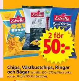 ICA Supermarket Chips, Västkustchips, Ringar och Bågar erbjuda