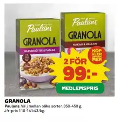 Coop PAULUNS Granola erbjuda