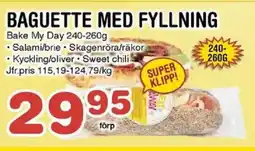 Nya Pulsen Baguette med fyllning erbjuda