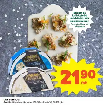 Coop Daglivs Dessertost Castello. 100-200g erbjuda