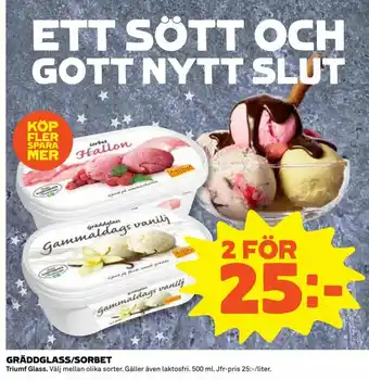 Coop Daglivs Gräddglass/Sorbet 500ml erbjuda