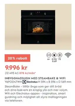 Electrolux Home INBYGGNADSUGN MED STEAMBAKE & WIFI erbjuda