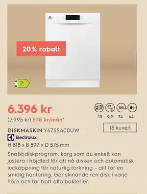 Electrolux Home DISKMASKIN erbjuda