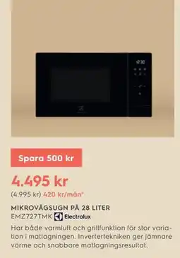 Electrolux Home MIKROVÅGSUGN PÅ 28 LITER erbjuda
