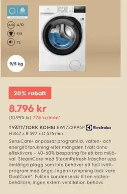 Electrolux Home TVÄTT/TORK KOMBI erbjuda