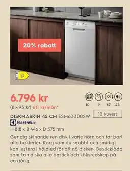 Electrolux Home DISKMASKIN 45 CM erbjuda