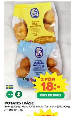 POTATIS I PÅSE, Medlemspris