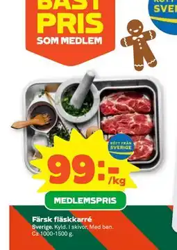 Stora Coop Färsk fläskkarré, Medlemspris erbjuda