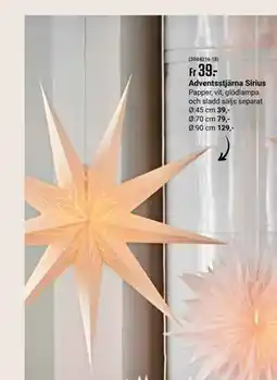 ÖoB Adventsstjärna Sirius erbjuda