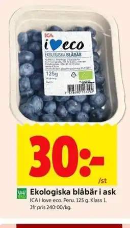 ICA Kvantum ICA Ekologiska blåbär i ask erbjuda