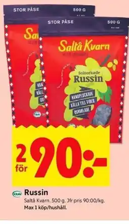 ICA Kvantum Saltå Kvarn Russin erbjuda