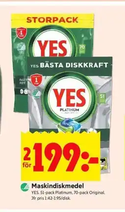 ICA Kvantum YES Maskindiskmedel erbjuda