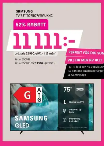 SAMSUNG TV 75" TQ75Q7FAAUXXC