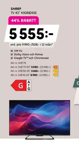 Elon SHARP TV 43% 43GR8265E erbjuda