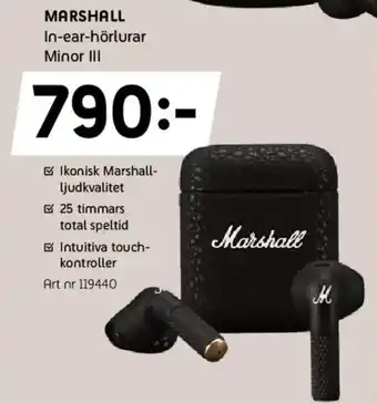 MARSHALL In-ear-hörlurar Minor III