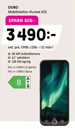 Elon DORO Mobiltelefon Aurora A31 erbjuda