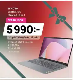 Elon LENOVO Laptop 15,6" IdeaPad Slim 3 erbjuda