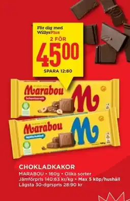 Willys Marabou Chokladkakor erbjuda