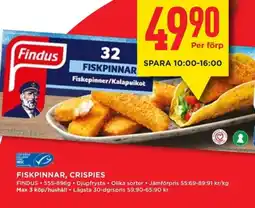 Willys Findus Fiskpinnar, crispies erbjuda