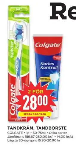 Willys Colgate Tandkräm, tandborste erbjuda