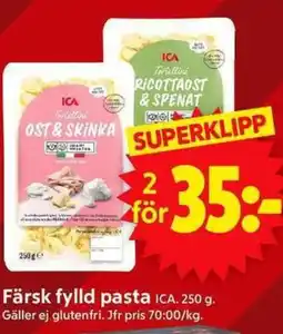 ICA Supermarket ICA Färsk fylld pasta erbjuda