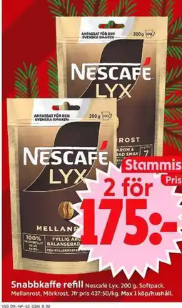 ICA Supermarket Nescafé Lyx Snabbkaffe refill erbjuda