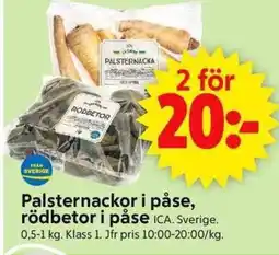 ICA Supermarket ICA Palsternackor i påse, rödbetor i påse erbjuda