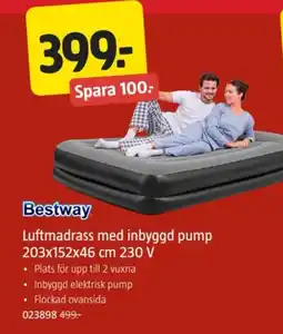 Jula Luftmadrass med inbyggd pump 203x152x46 cm 230 V erbjuda