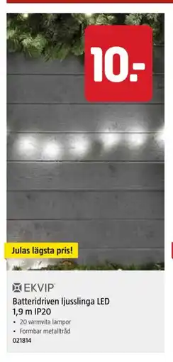 Jula Batteridriven ljusslinga LED 1.9 m IP20 erbjuda