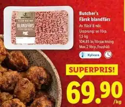 Lidl BUTCHER’S Färsk blandfärs erbjuda