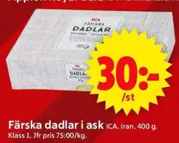 ICA Supermarket FÄRSKA DADLAR I ASK erbjuda